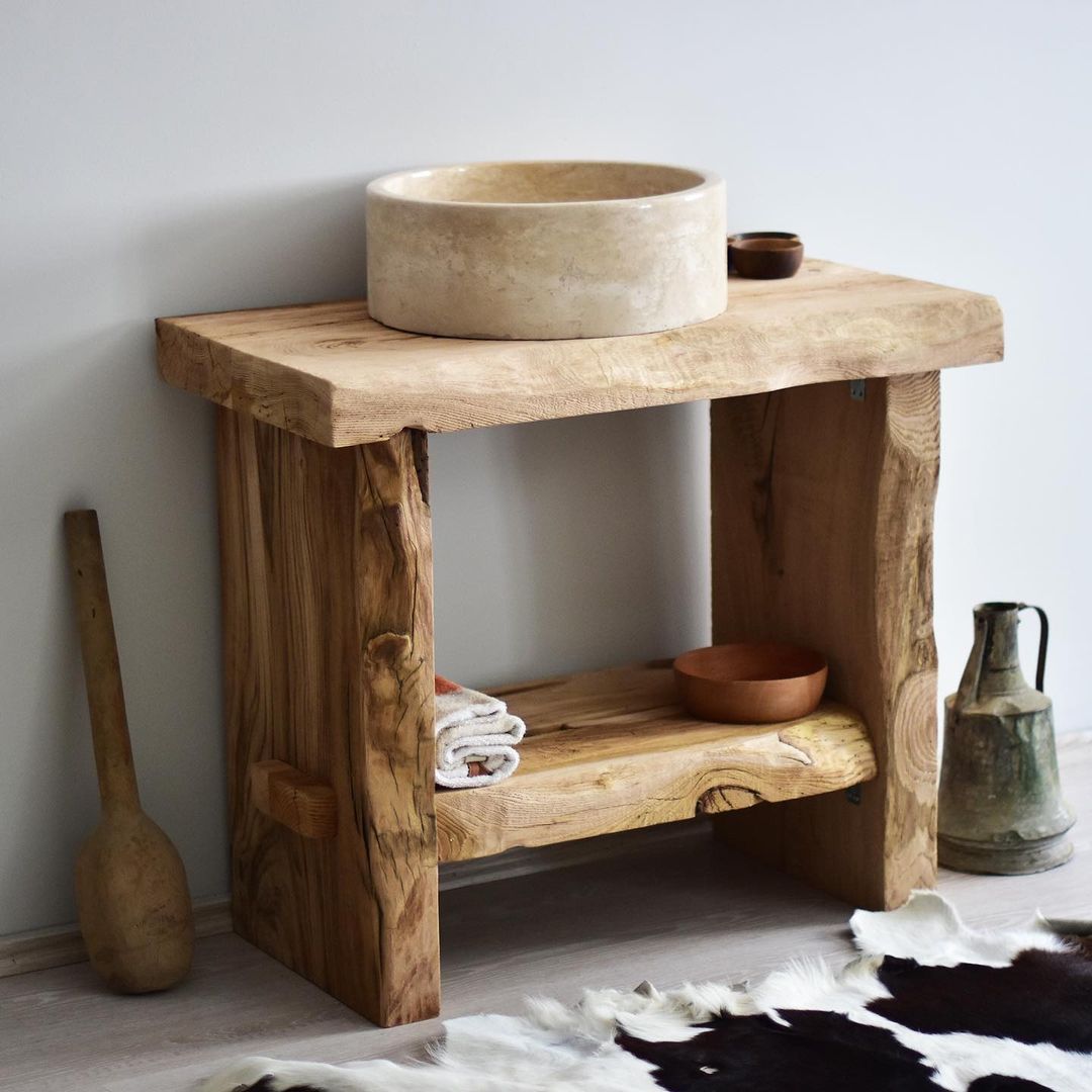 Rustic Wood Bathroom Vanity, Natural Wood Bathroom Vanity, Small Bathroom Vanity