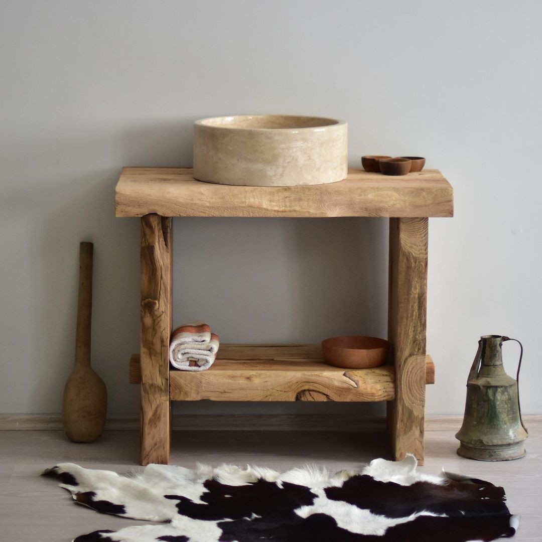 Rustic Wood Bathroom Vanity, Natural Wood Bathroom Vanity, Small Bathroom Vanity