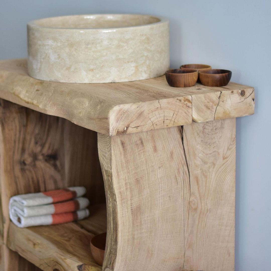Rustic Wood Bathroom Vanity, Natural Wood Bathroom Vanity, Small Bathroom Vanity