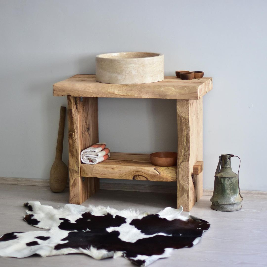 Rustic Wood Bathroom Vanity, Natural Wood Bathroom Vanity, Small Bathroom Vanity