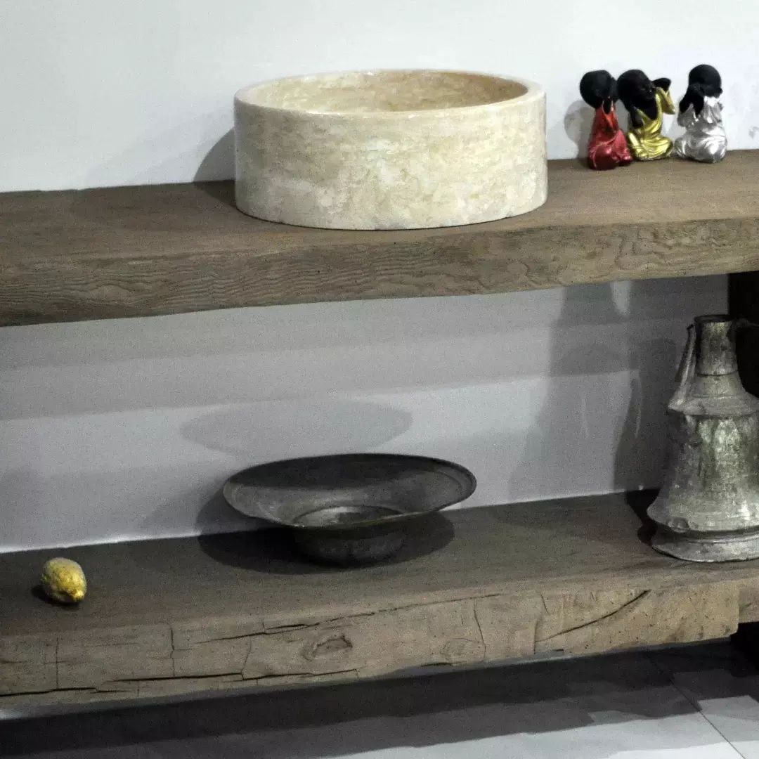 Rustic Wood Bathroom Vanity with Open Shelf, Reclaimed Wood, Farmhouse Style