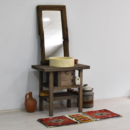 Wood Bathroom Vanity with Storage, Rustic Solid Wood Bathroom Vanities