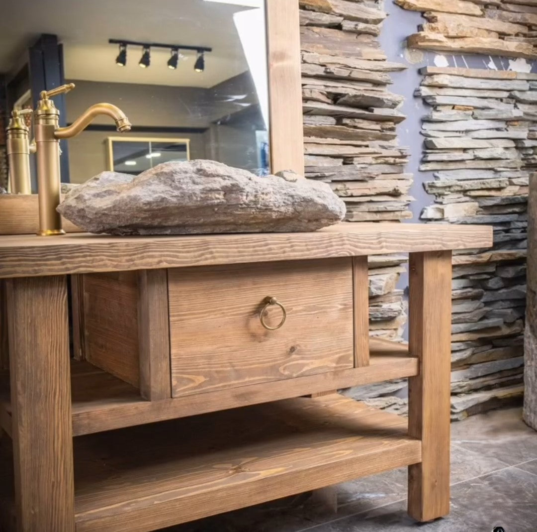 Wood Bathroom Vanity, Rustic Solid Wood Bathroom Vanities