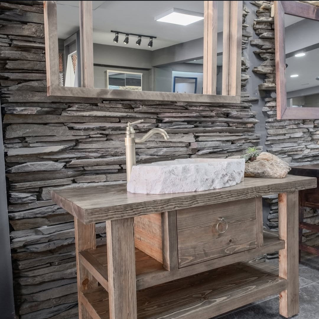 Wood Bathroom Vanity, Rustic Solid Wood Bathroom Vanities, Single Sink Vanity