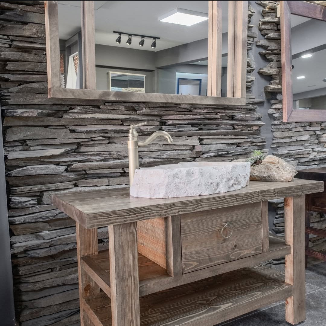 Wood Bathroom Vanity, Rustic Solid Wood Bathroom Vanities, Single Sink Vanity