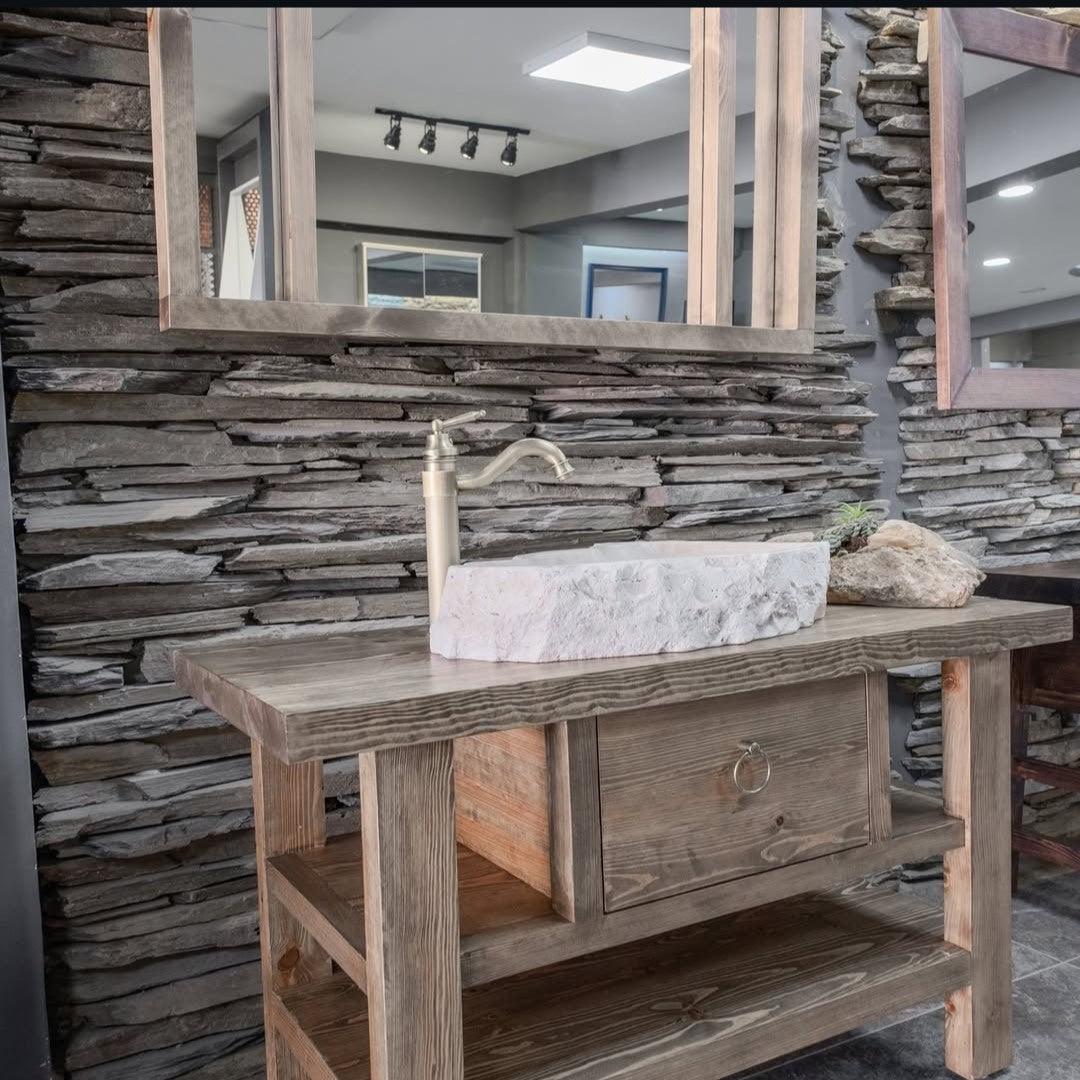 Wood Bathroom Vanity, Rustic Solid Wood Bathroom Vanities, Single Sink Vanity