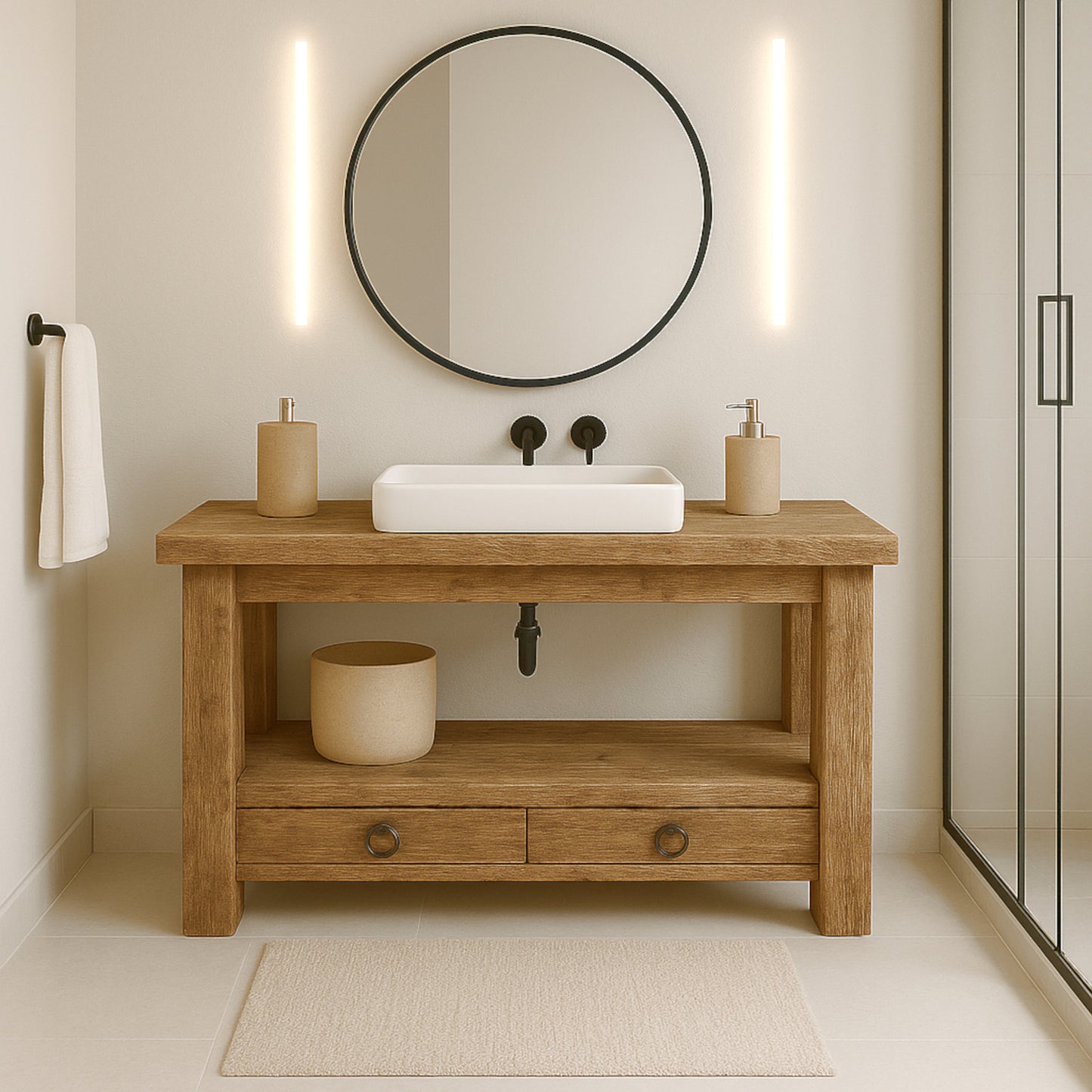 Wood Bathroom Vanity with Drawers, Rustic Solid Wood Bathroom Vanities, Reclaimed Wood