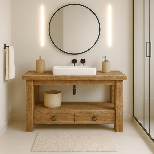 Wood Bathroom Vanity with Drawers, Rustic Solid Wood Bathroom Vanities, Reclaimed Wood