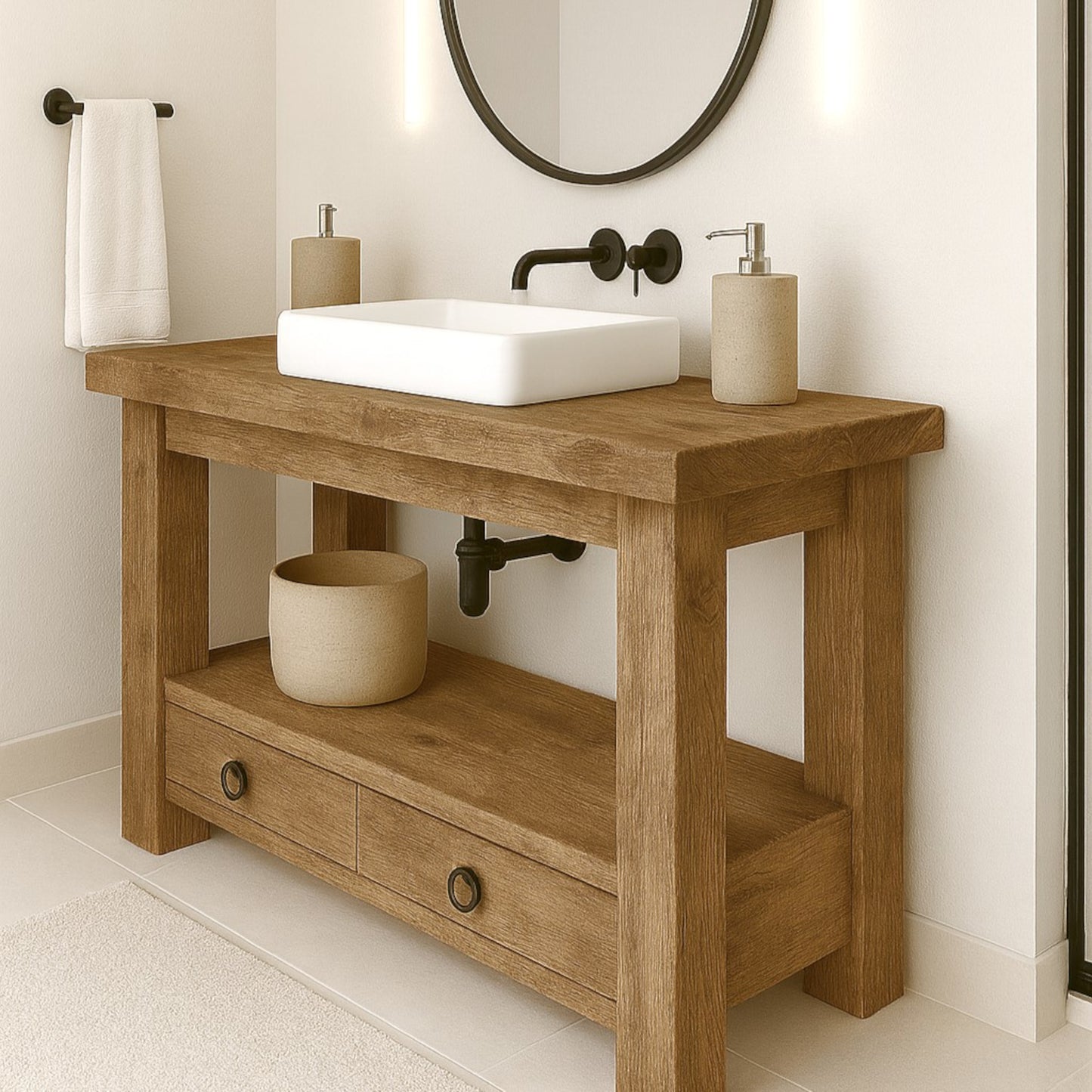Wood Bathroom Vanity with Drawers, Rustic Solid Wood Bathroom Vanities, Reclaimed Wood