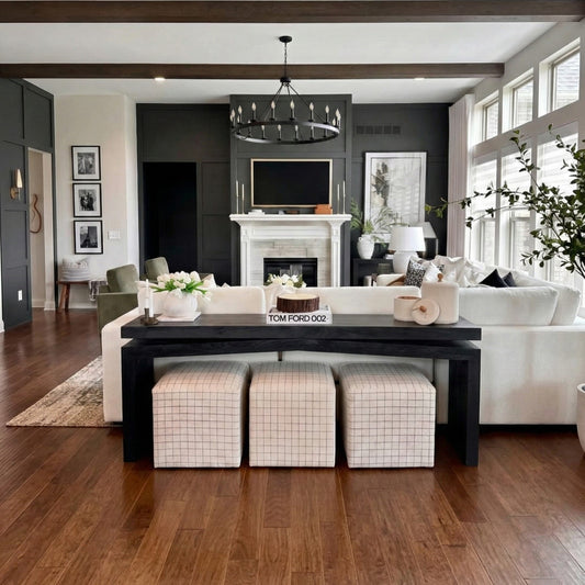 Rustic Wooden Black Console Table, Double Top, Reclaimed Solid Wood, Dresser Table