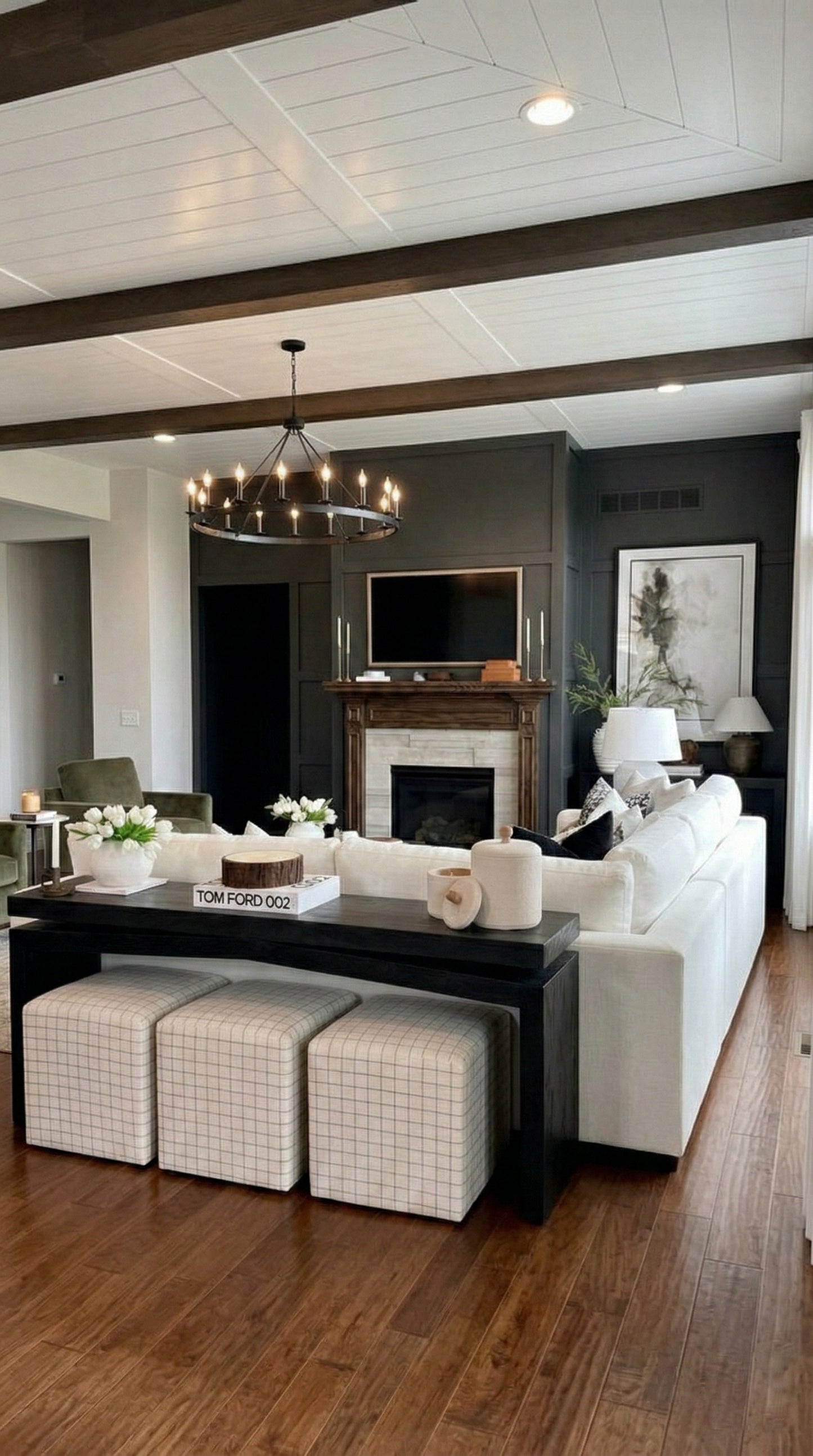 Rustic Wooden Black Console Table, Double Top, Reclaimed Solid Wood, Dresser Table