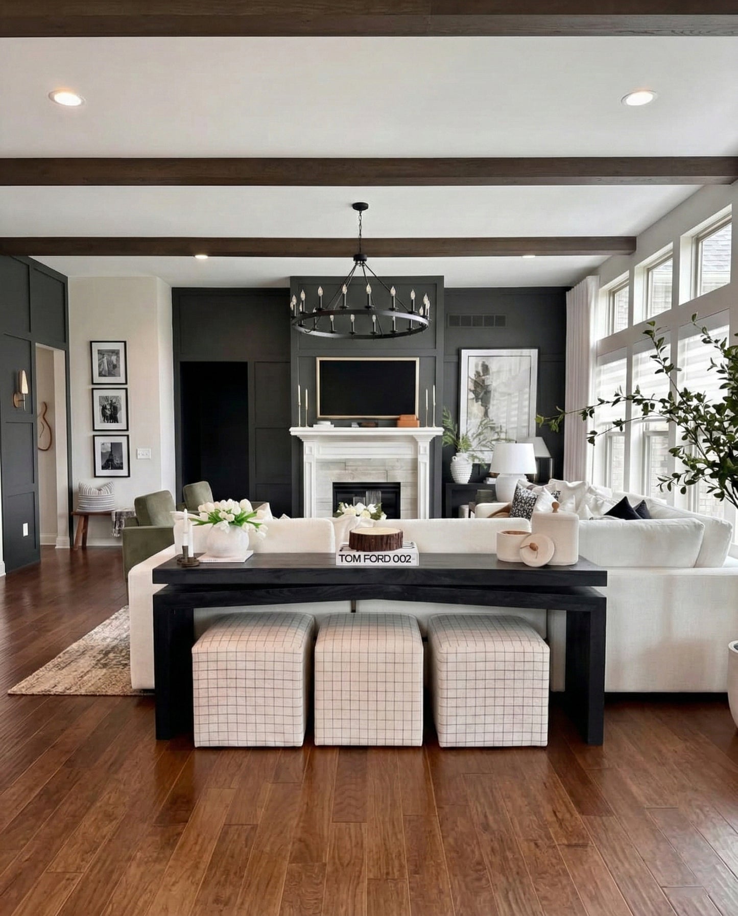 Rustic Wooden Black Console Table, Double Top, Reclaimed Solid Wood, Dresser Table