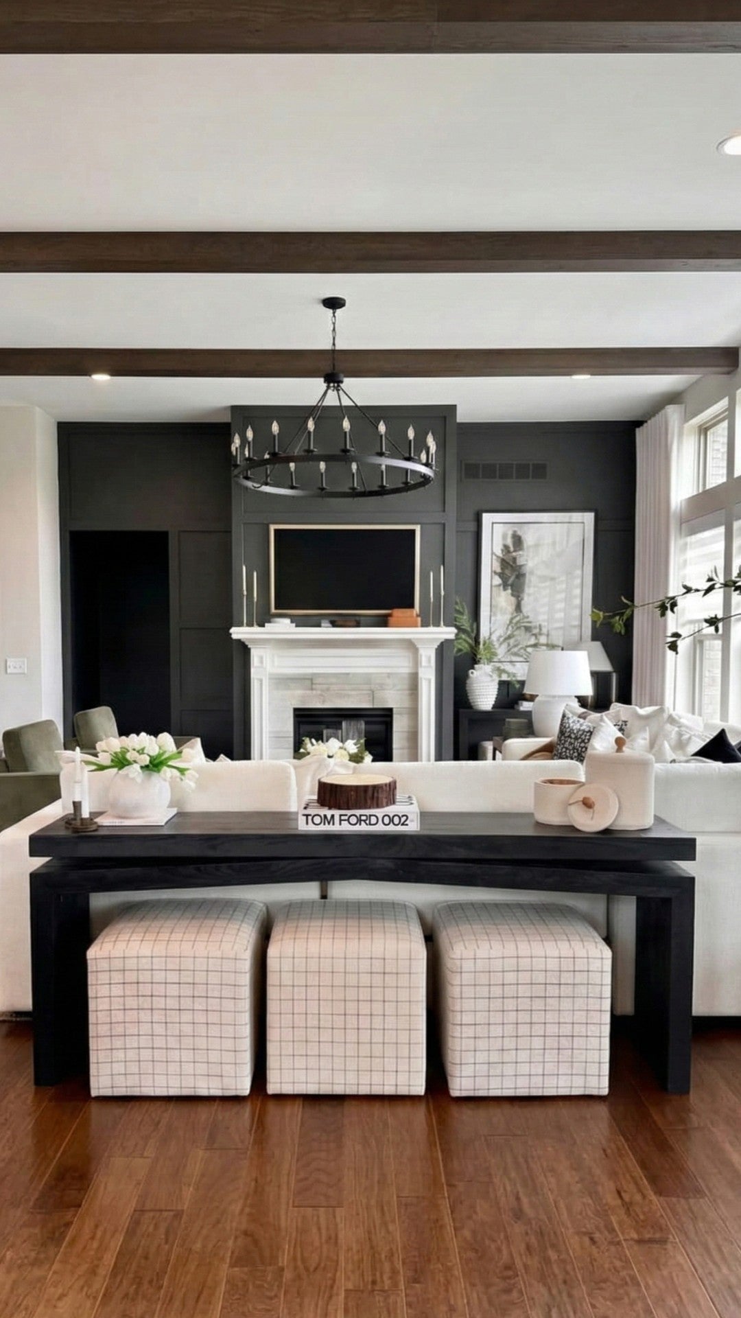 Rustic Wooden Black Console Table, Double Top, Reclaimed Solid Wood, Dresser Table