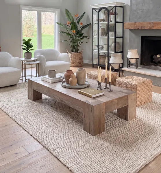 Chunky Rustic Solid Wood Plank Coffee Table by Drwoodart