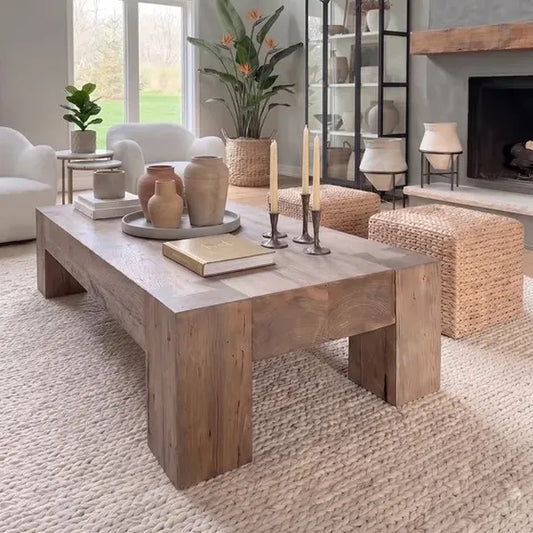 Chunky Rustic Solid Wood Plank Coffee Table
