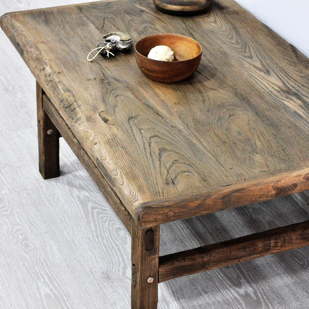 Natural Wood Coffee Table, Wooden Coffee Tables, Rustic Dark Wood Coffee Table