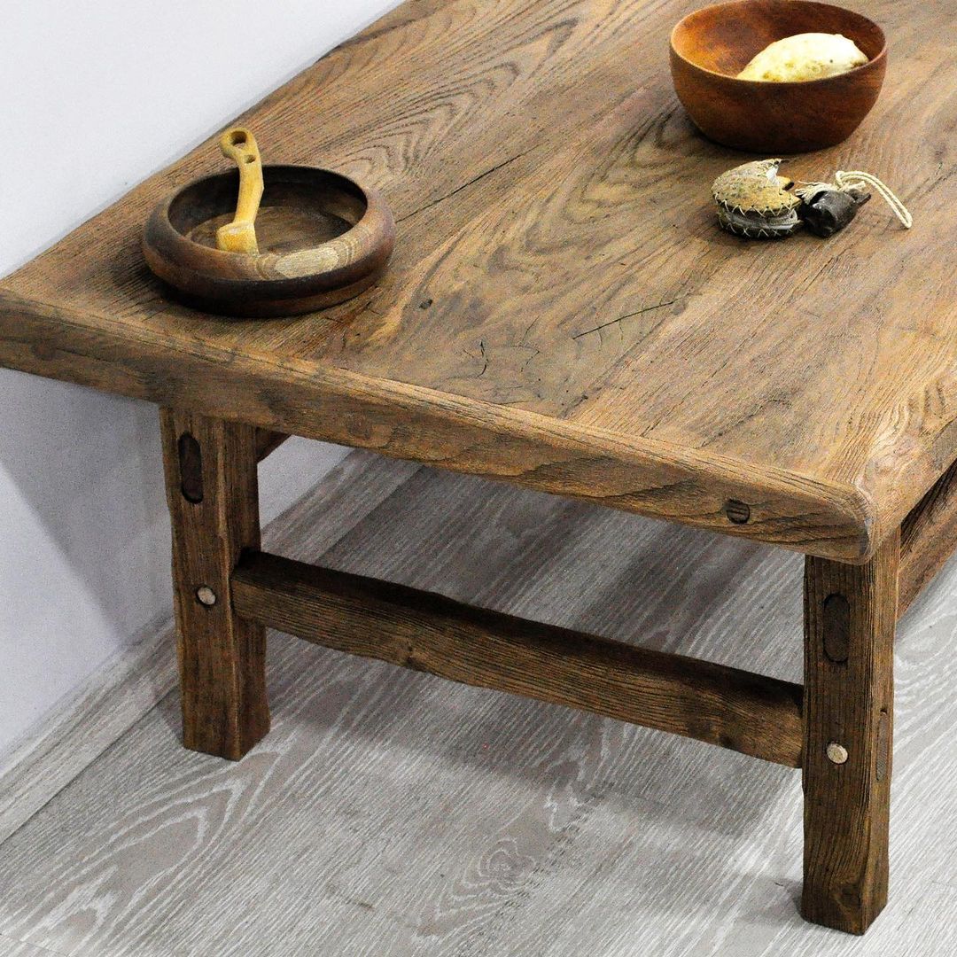 Natural Wood Coffee Table, Wooden Coffee Tables, Rustic Dark Wood Coffee Table