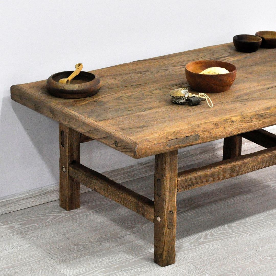 Natural Wood Coffee Table, Wooden Coffee Tables, Rustic Dark Wood Coffee Table