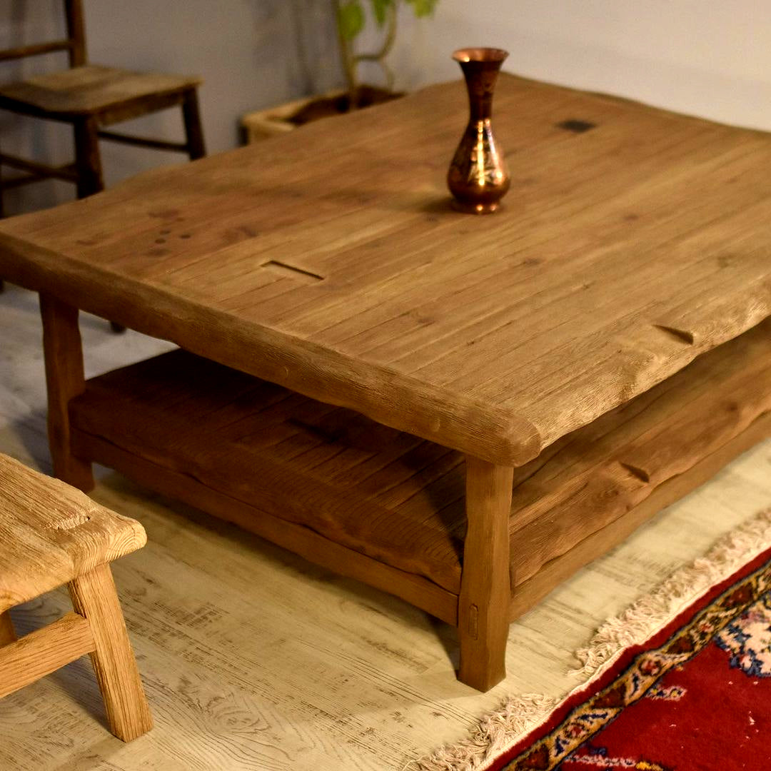 Large Wooden Coffee Table, Wood Reclaimed Coffee Table, Rectangular Wood Coffee Table