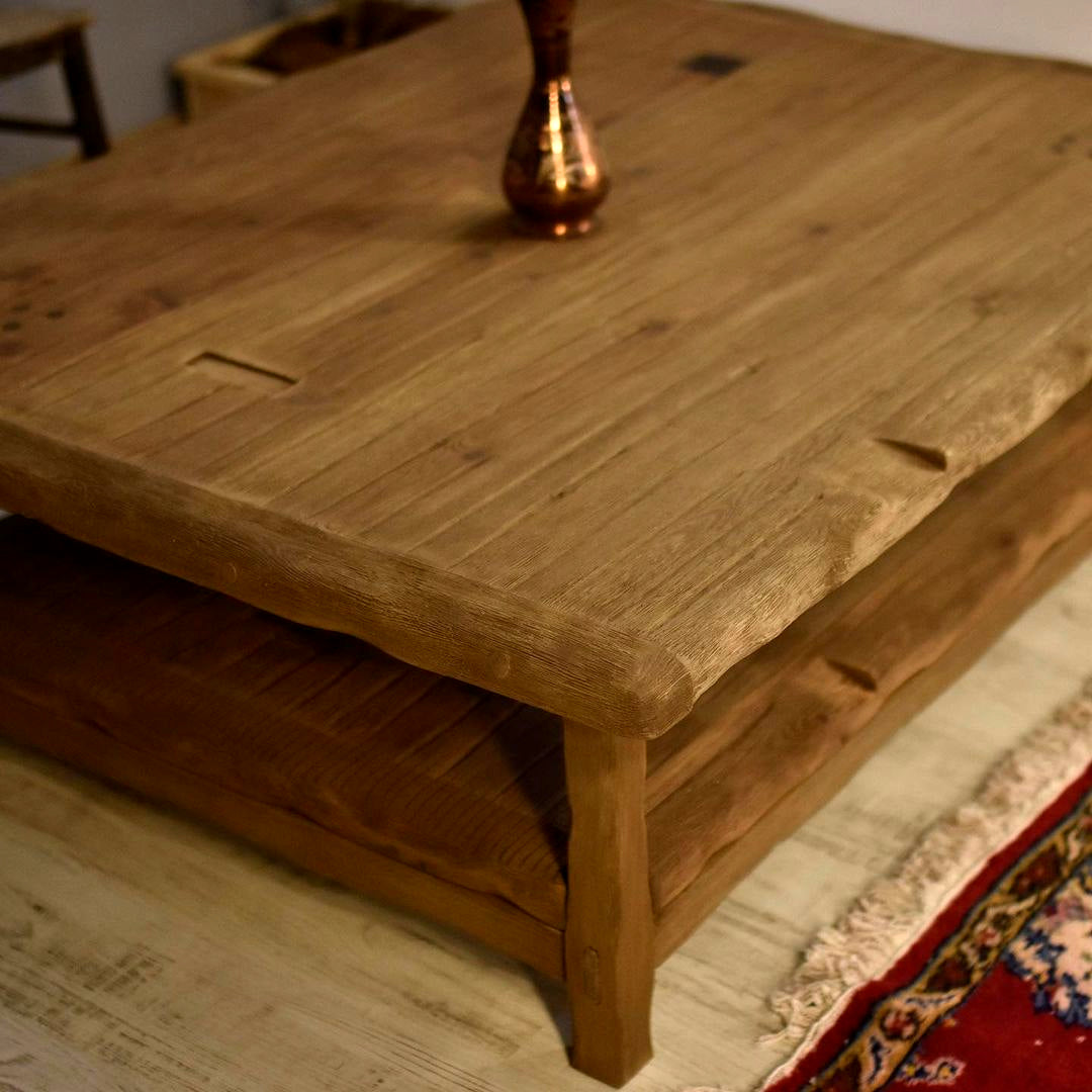 Large Wooden Coffee Table, Wood Reclaimed Coffee Table, Rectangular Wood Coffee Table