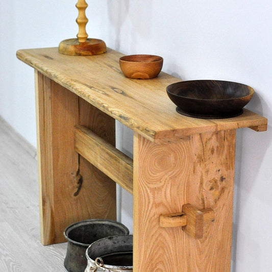 Rustic Console Table, Hallway Entrway Table, Rustic Custom Reclaimed Wooden Table, Solid Live Edge Luxury End Table, Entry Kitchen Side Table