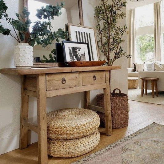 Wood Console Table With Drawers, Console Table Behind Sofa, Wood Console Table with Storage