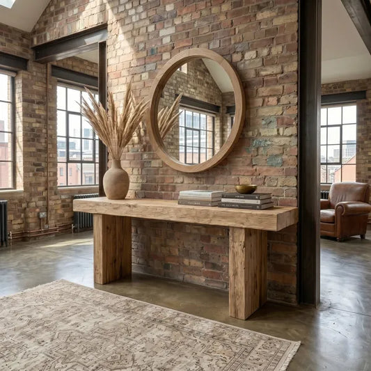 Heavy Rustic Log Wood Console Table by Drwoodart