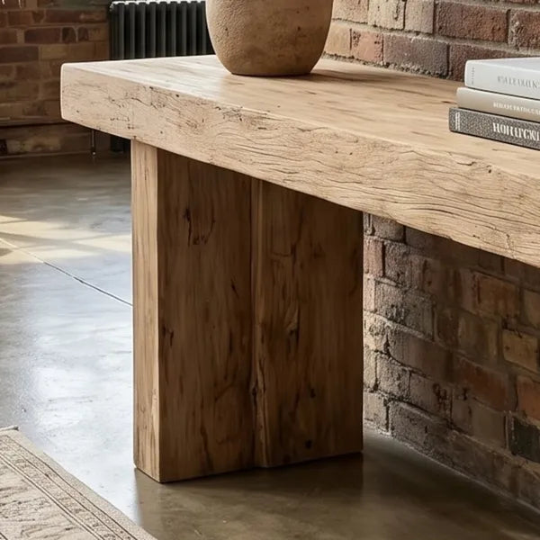 Heavy Rustic Log Wood Console Table