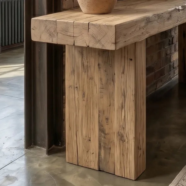 Heavy Rustic Log Wood Console Table