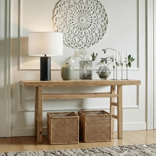 Minimalist Slim Solid Wood Console Table with Open Base by Drwoodart