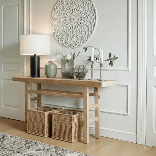 Minimalist Slim Solid Wood Console Table with Open Base by Drwoodart