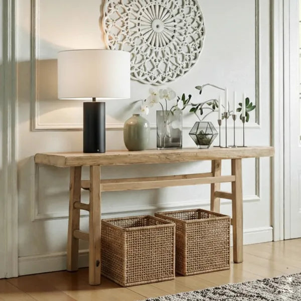 Minimalist Slim Solid Wood Console Table with Open Base