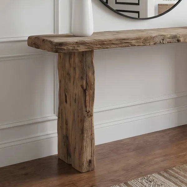 Organic Wabi-Sabi Live Edge Solid Wood Block Console Table