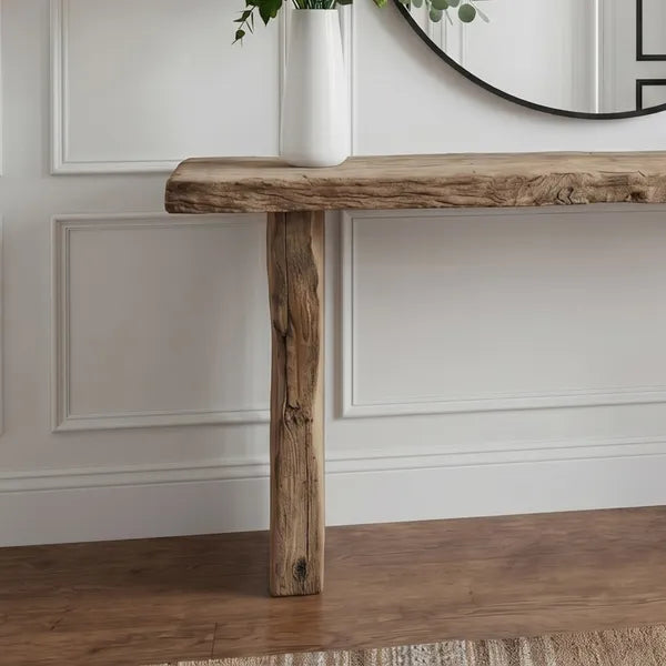 Organic Wabi-Sabi Live Edge Solid Wood Block Console Table