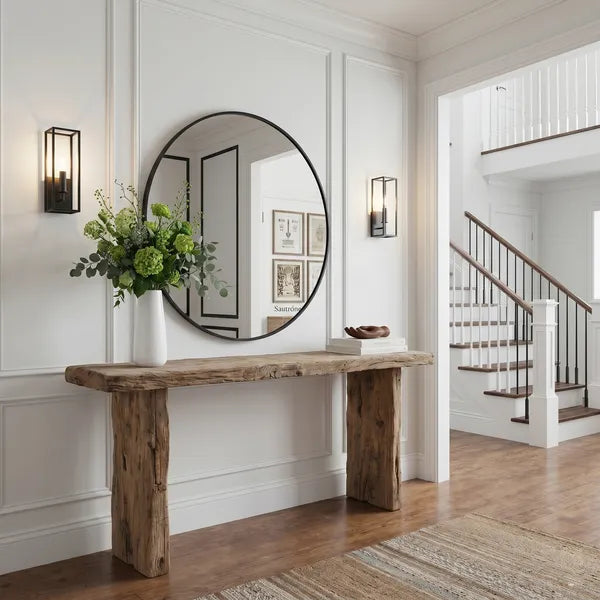 Organic Wabi-Sabi Live Edge Solid Wood Block Console Table