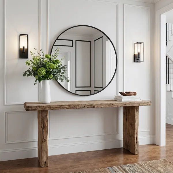 Organic Wabi-Sabi Live Edge Solid Wood Block Console Table by Drwoodart
