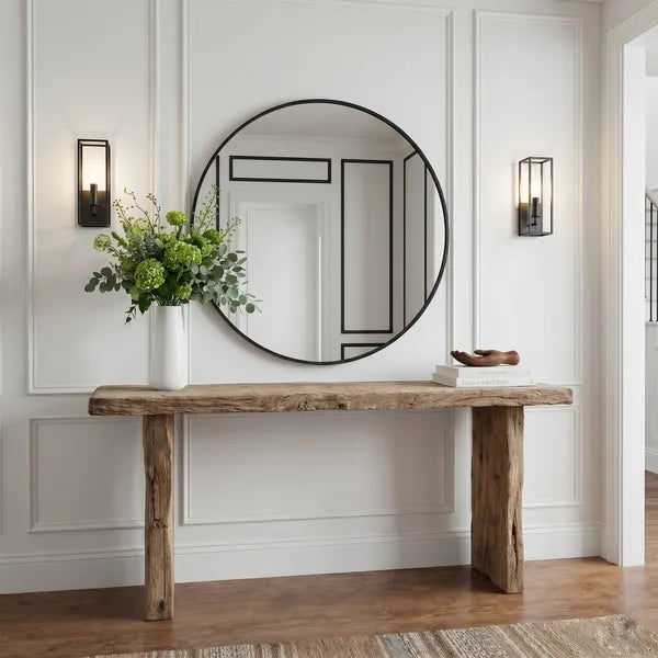 Organic Wabi-Sabi Live Edge Solid Wood Block Console Table