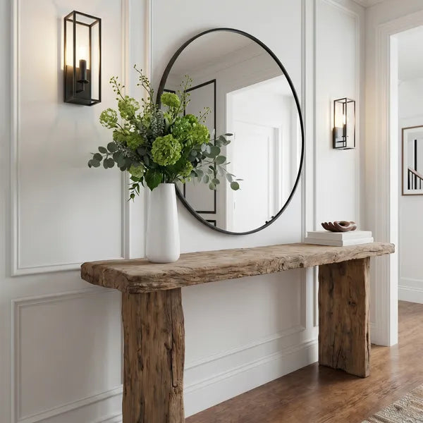 Organic Wabi-Sabi Live Edge Solid Wood Block Console Table by Drwoodart