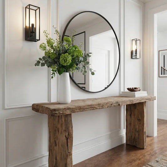 Organic Wabi-Sabi Live Edge Solid Wood Block Console Table by Drwoodart