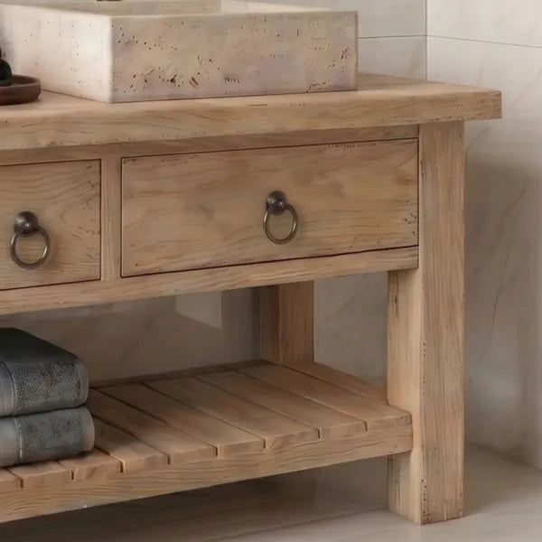 Rustic Solid Wood Double Sink Bathroom Vanity