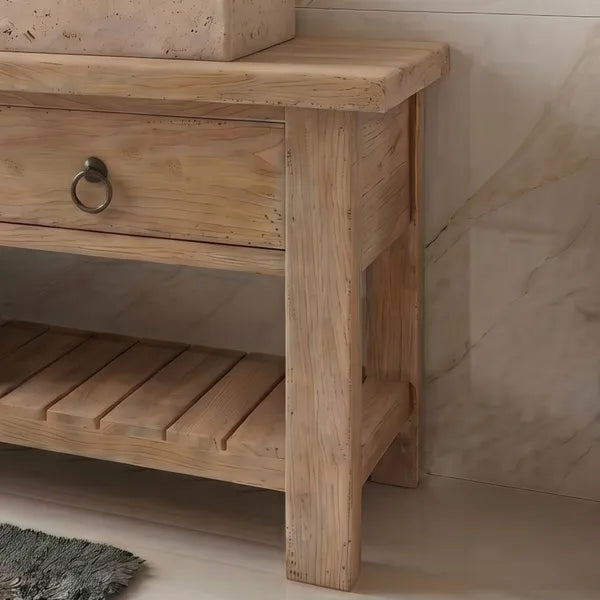 Rustic Solid Wood Double Sink Bathroom Vanity