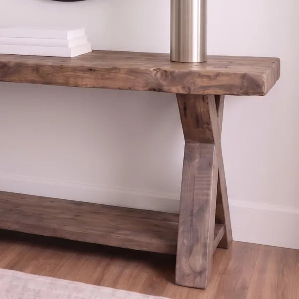 Rustic Solid Wood X-Base Console Table