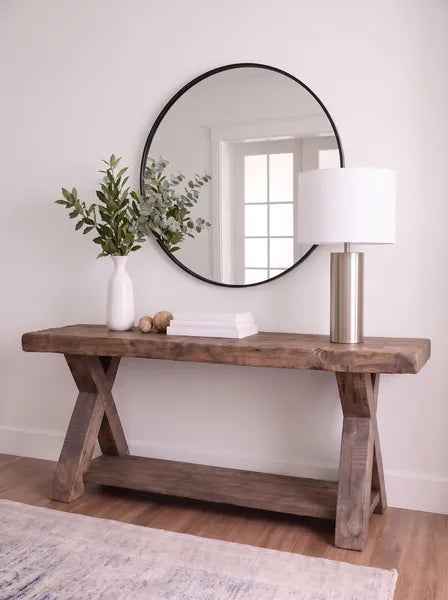 Rustic Solid Wood X-Base Console Table