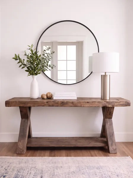 Rustic Solid Wood X-Base Console Table