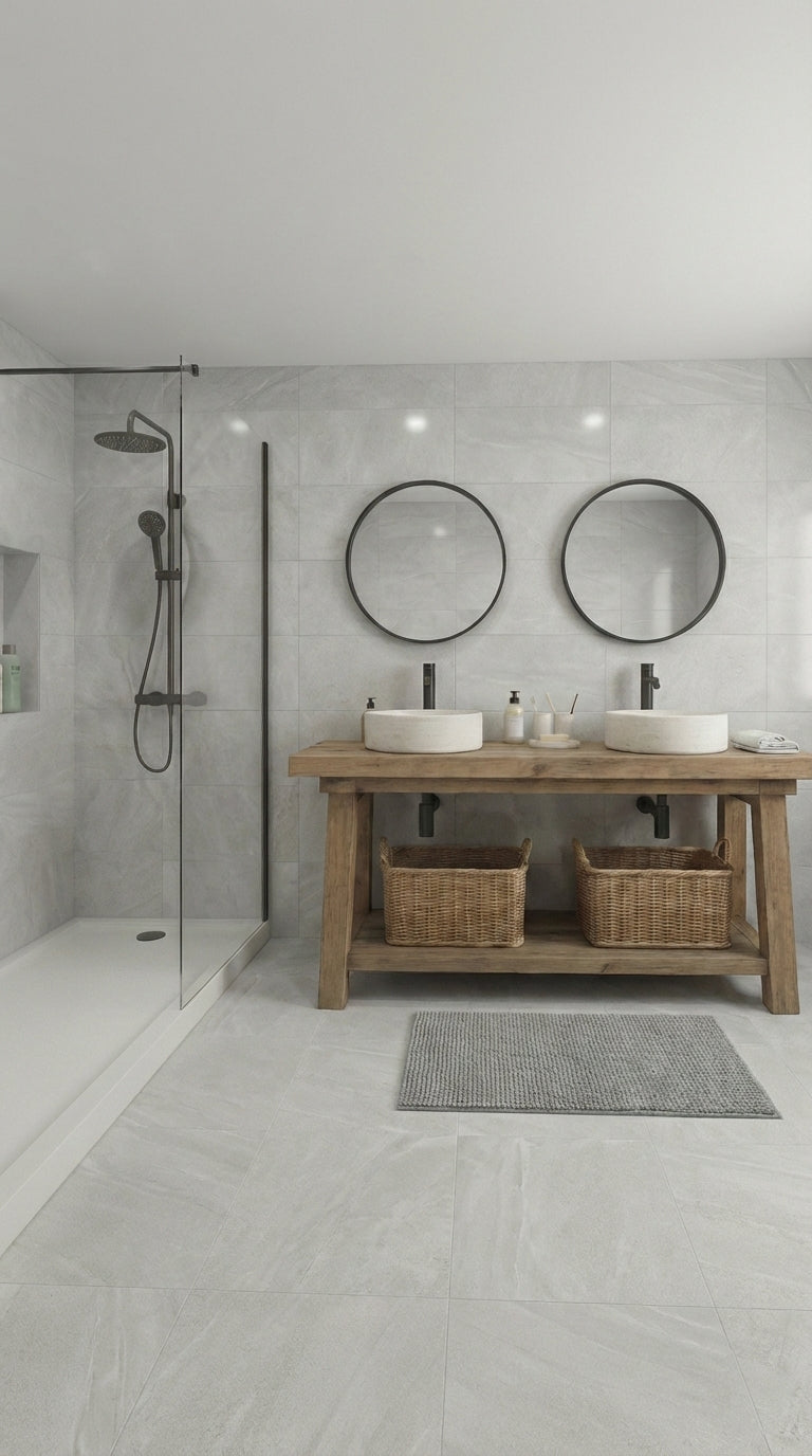 Rustic Wood Bathroom Vanity with Open Shelf, Handmade Reclaimed Wood, Farmhouse Style