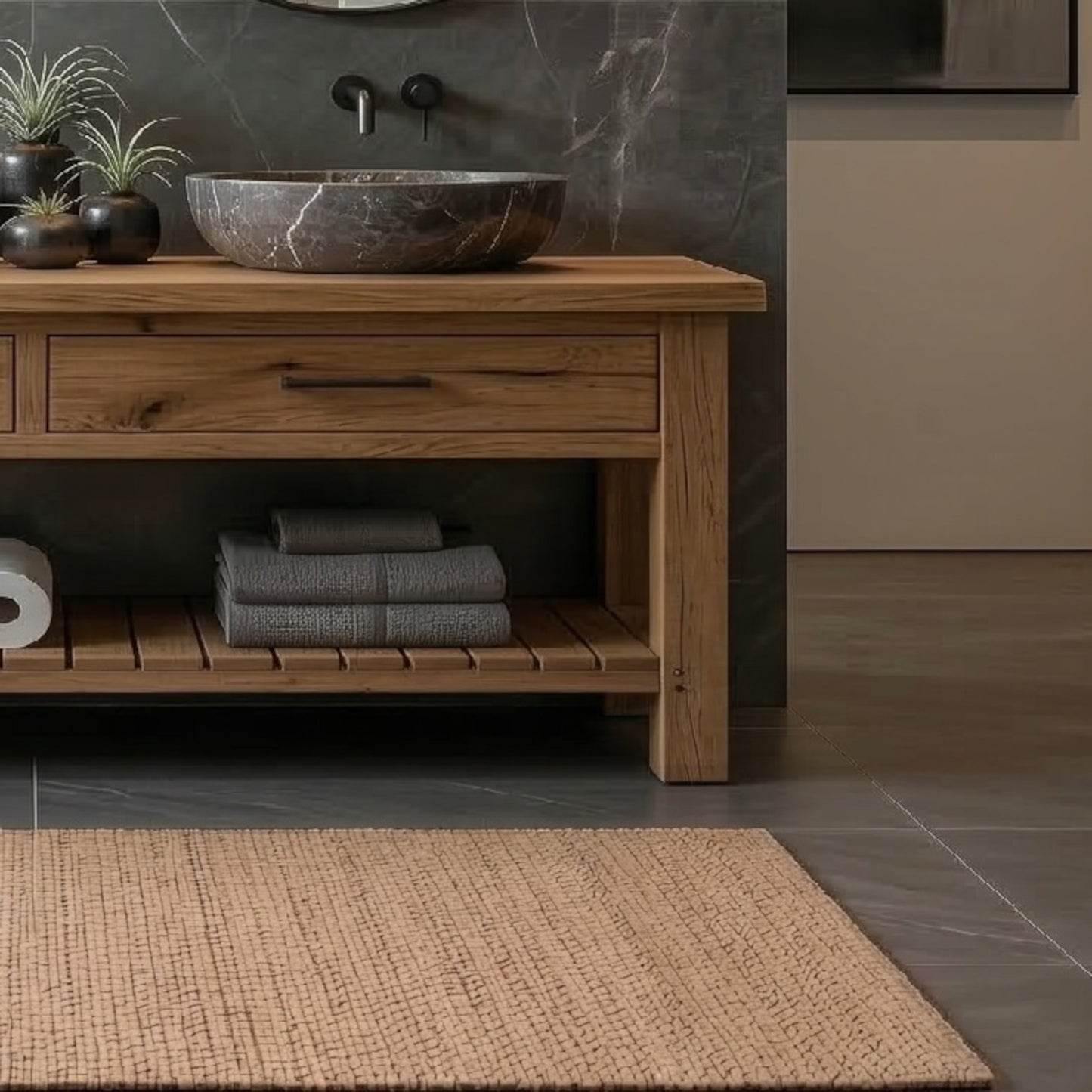 Rustic Bathroom Vanity with Drawers, Reclaimed Solid Wood Double or Single Sink