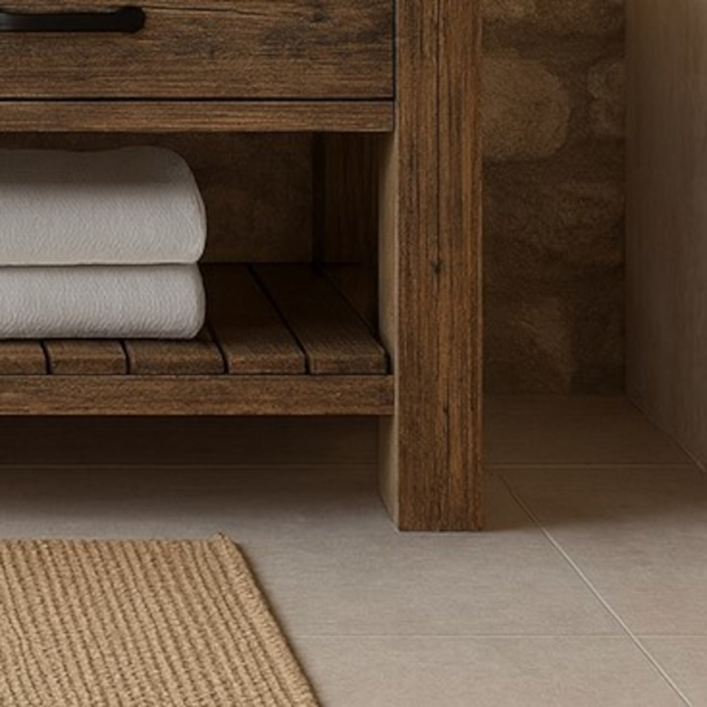 Wood Bathroom Vanity with 2 Drawers, Rustic Solid Wood Bathroom Vanities, Dark Wood Sink Vanity