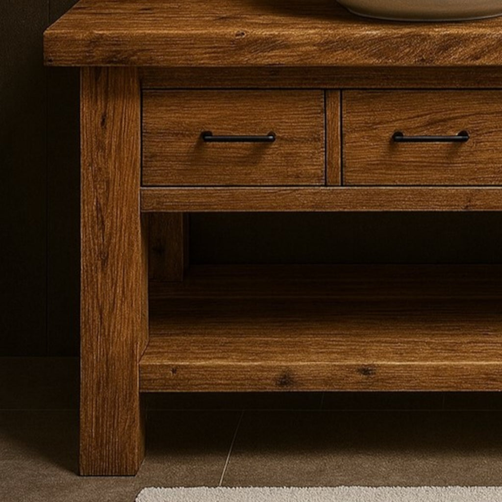 Wood Bathroom Vanity with 3 Drawers, Rustic Solid Wood Bathroom Vanities