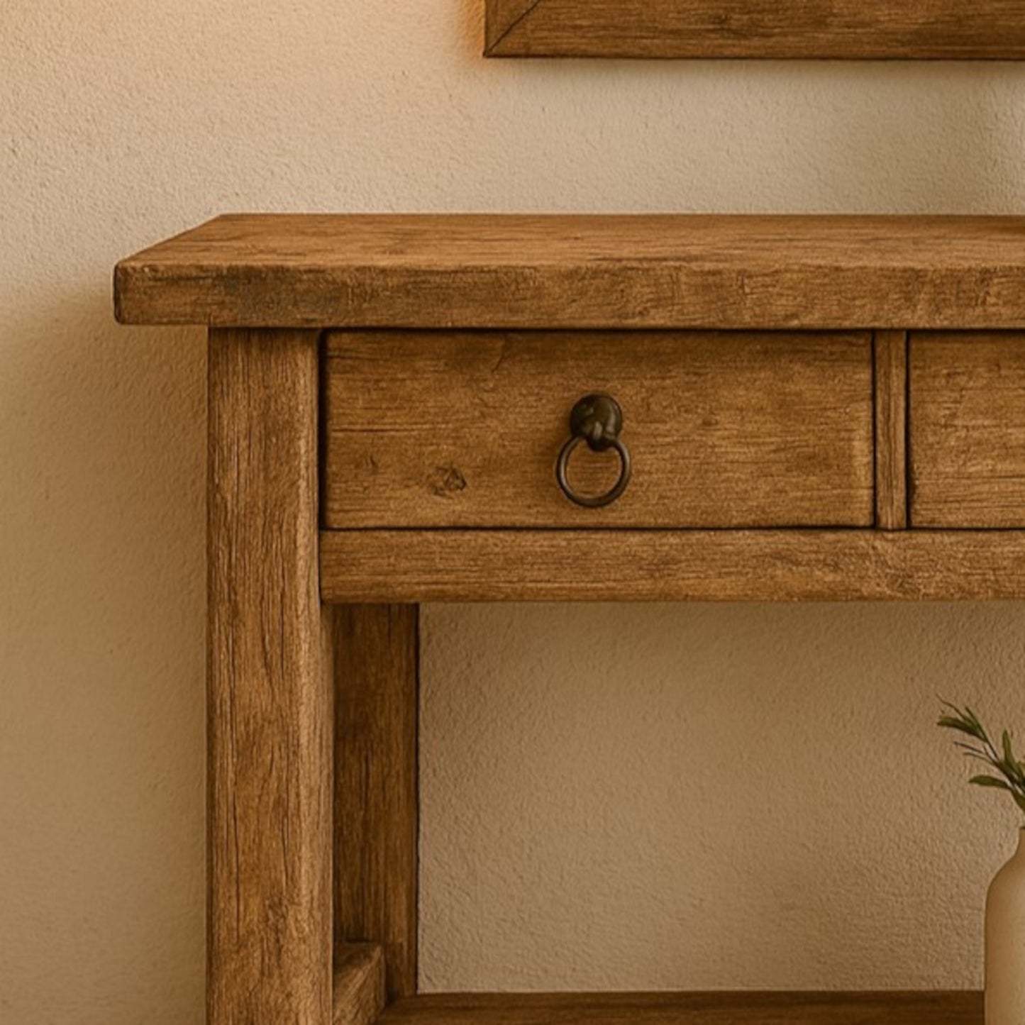 Rustic Wood Console Table With Drawers, Hallway Console Table, Solid Wood