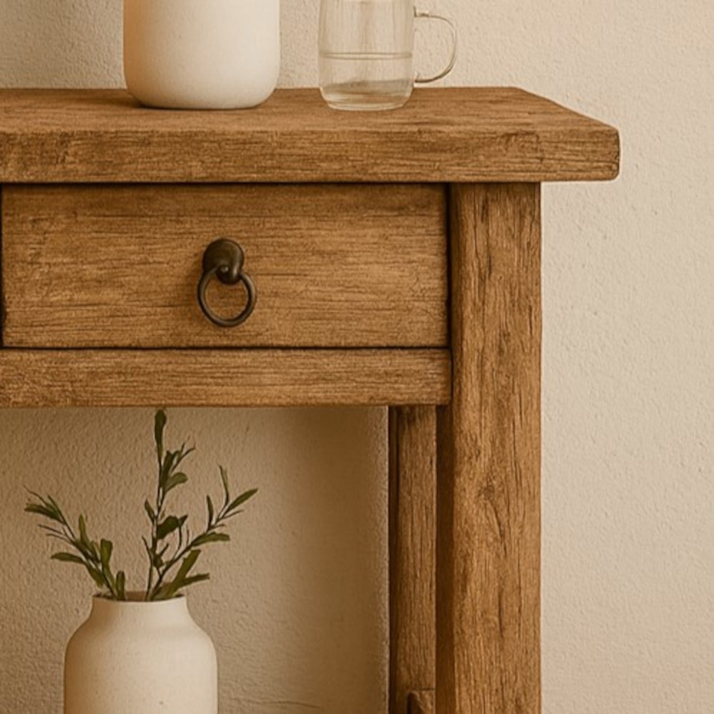 Rustic Wood Console Table With Drawers, Hallway Console Table, Solid Wood